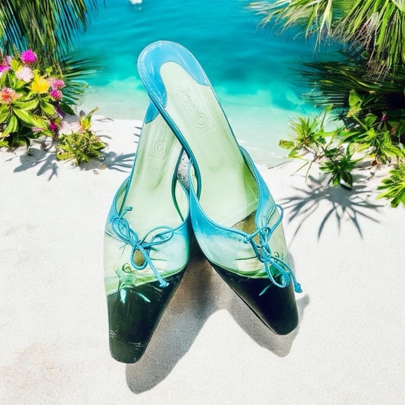 Icon Wearable Art Teal Green Mules Slides Shoes 8.5 - Picture 7 of 14